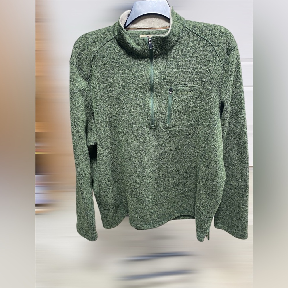 Woolrich XXL 1/4 Zip Pullover Sweater Men's Size Zip Pocket Green Outdoor Hiking